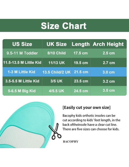 Plantillas Arqueadas Bacophy para Niños - Soporte Ortopédico