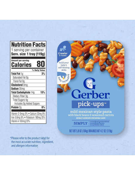 Comida para Bebés Gerber Pick-Ups 6x163g Pasta Estilo Mexicano