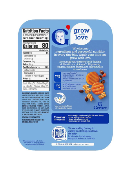 Comida para Bebés Gerber Pick-Ups 6x163g Pasta Estilo Mexicano