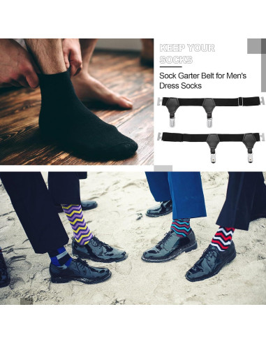 Suspensores de Calcetines para Hombres Eurzom 2 Pares Ajustables