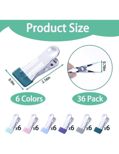 36 Pinzas de Ropa de Acero Inoxidable STNRST-IN Multicolor
