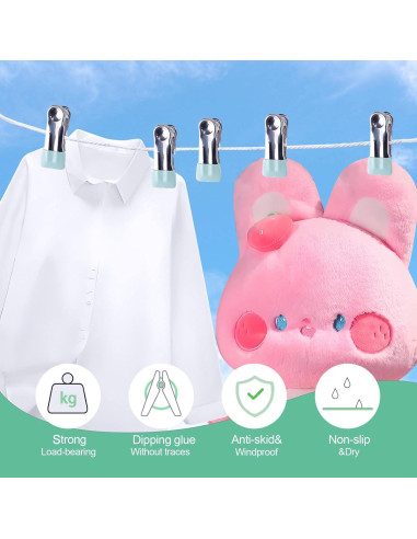 36 Pinzas de Ropa de Acero Inoxidable STNRST-IN Multicolor