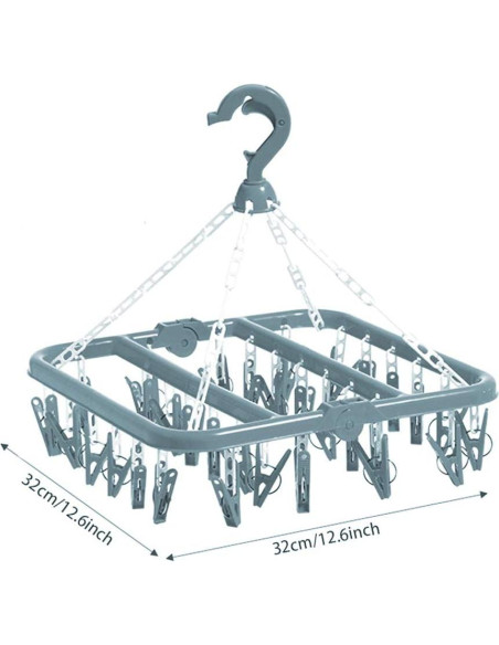 Percha Plegable Groupcow 32 Clips Azul Claro 32x32cm