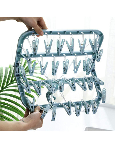 Percha Plegable Groupcow 32 Clips Azul Claro 32x32cm