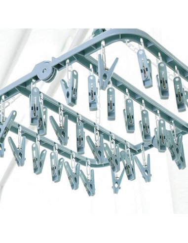 Percha Plegable Groupcow 32 Clips Azul Claro 32x32cm