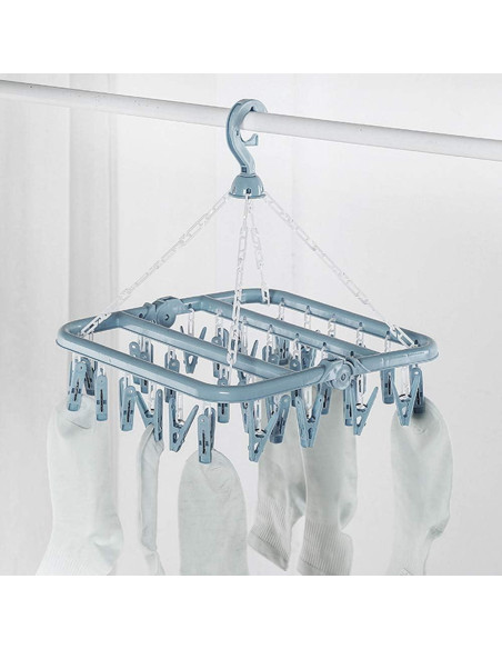 Percha Plegable Groupcow 32 Clips Azul Claro 32x32cm