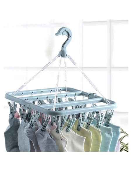 Percha Plegable Groupcow 32 Clips Azul Claro 32x32cm