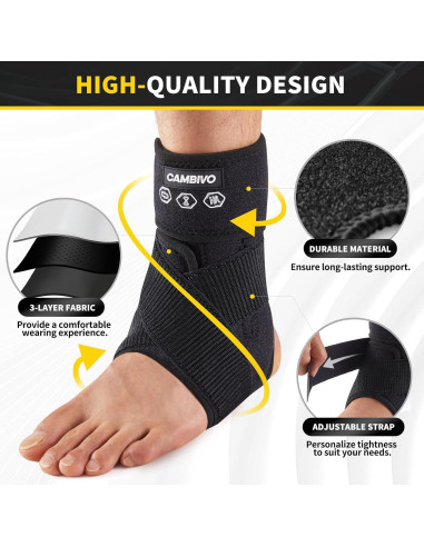 Faja para Tobillo CAMBIVO Mediana Negra Pie Izquierdo