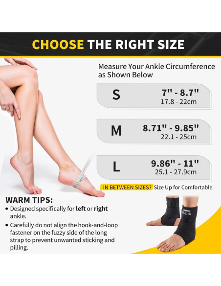 Faja para Tobillo CAMBIVO Mediana Negra Pie Izquierdo