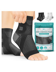 Manga de Compresión para Tobillo BraceAbility - Mediana Negra