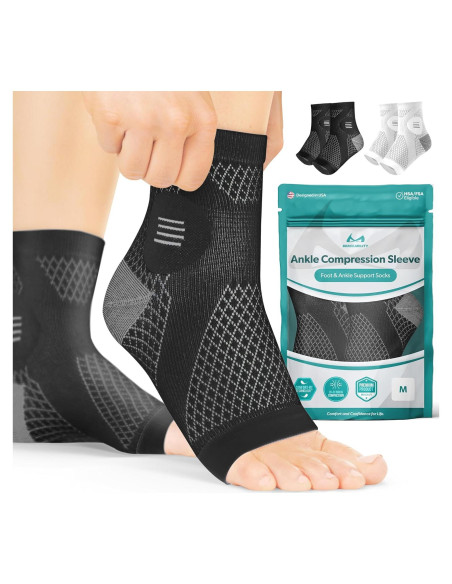 Manga de Compresión para Tobillo BraceAbility - Mediana Negra