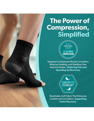 Manga de Compresión para Tobillo BraceAbility - Mediana Negra
