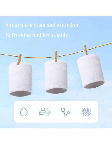 8 Muñequera Deportiva Naturahand Algodón Elástico Negro Blanco