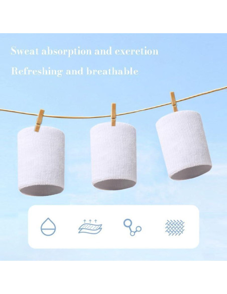 8 Muñequera Deportiva Naturahand Algodón Elástico Negro Blanco