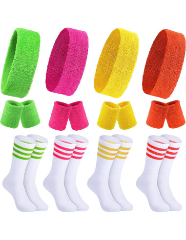 Conjunto Deportivo Neón para Mujeres - Diademas y Muñequera