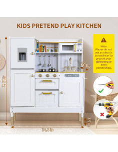 Cocina de Juguete Arlopu Blanca con Luz y Sonido 9.9x87.2x103.9cm 2