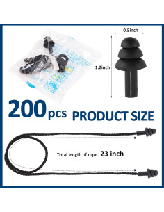 Tapones para Oídos Xuhal 200 Pares Silicona Reutilizables 2