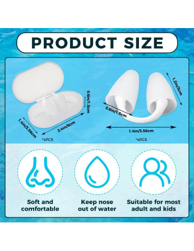 4 Tapones Nasales para Nadar Silicona CPEGHDVM con Bolsa
