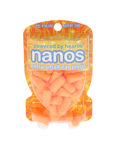 Tapones de Oído HEAROS Nanos NRR 28 Extra Pequeños 25 Pares