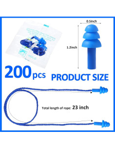 Tapones para Oídos Xuhal 200 Pares Silicona Reutilizables 2