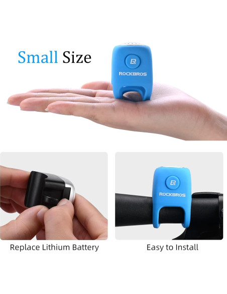 Claxon Eléctrico ROCKBROS 90 dB para Bicicleta Azul