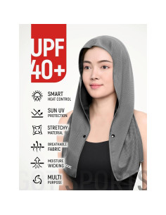 Toalla con Capucha Refrigerante GOT Sports - UPF 40 - Gris 2