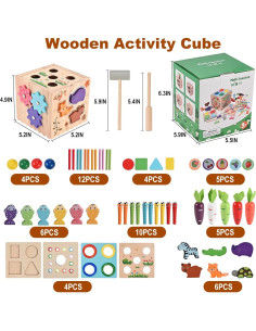 Cubo de Actividad de Madera Montessori 10 en 1 Wooderma 2