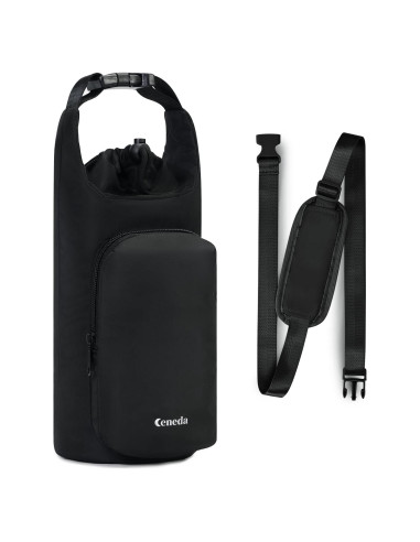 Bolsa Portabotellas de Agua Ceneda con Bolsillo Negro 0.95L 1.18L