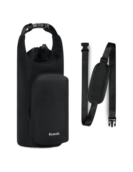 Bolsa Portabotellas de Agua Ceneda con Bolsillo Negro 0.95L 1.18L
