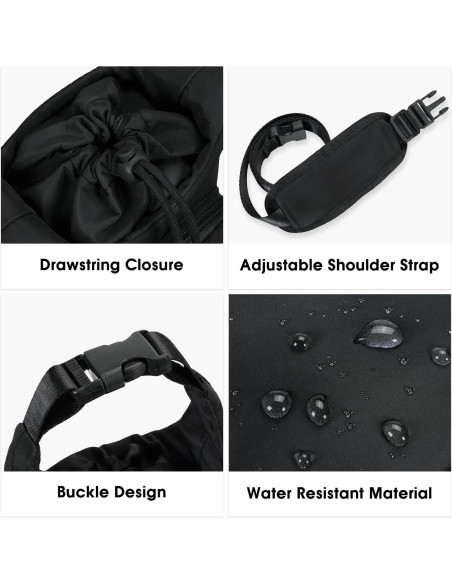 Bolsa Portabotellas de Agua Ceneda con Bolsillo Negro 0.95L 1.18L