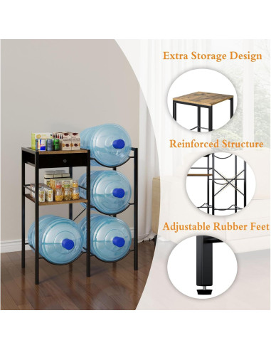 Soporte para Jarras de Agua 5 Galones YAUKOMEL Marrón Rústico