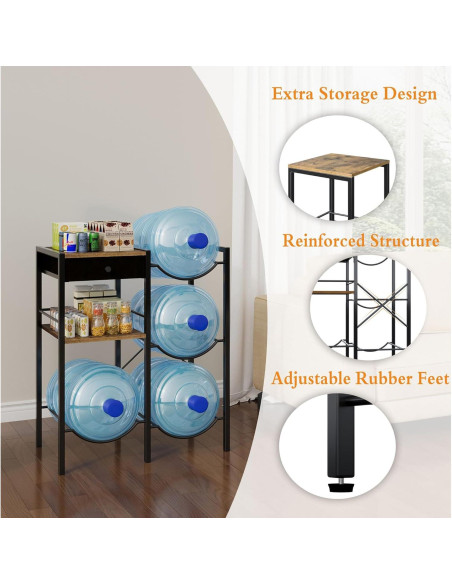 Soporte para Jarras de Agua 5 Galones YAUKOMEL Marrón Rústico