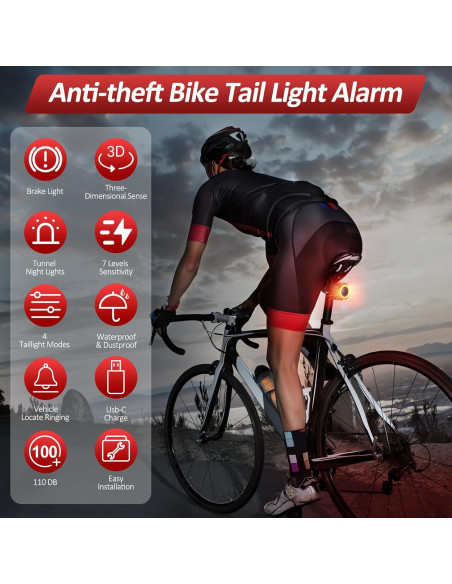 Alarma de Bicicleta EQIIO SF33R con Luz Trasera y Control Remoto