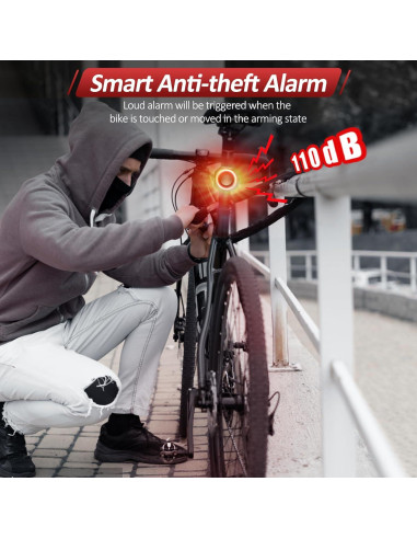 Alarma de Bicicleta EQIIO SF33R con Luz Trasera y Control Remoto