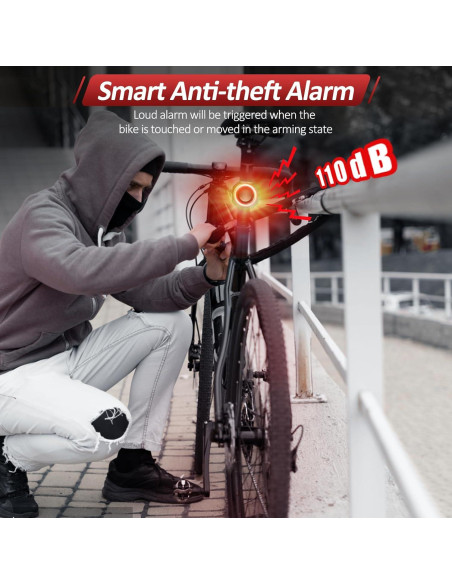 Alarma de Bicicleta EQIIO SF33R con Luz Trasera y Control Remoto