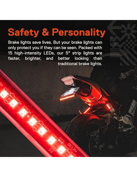 Tira de Luz LED Roja 5" ONLINE LED STORE para Motocicleta