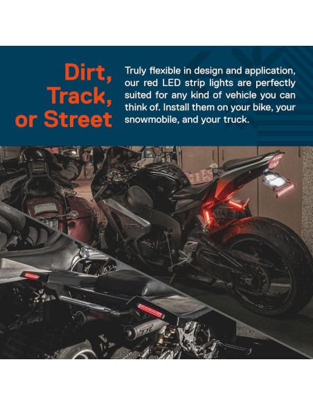 Tira de Luz LED Roja 5" ONLINE LED STORE para Motocicleta