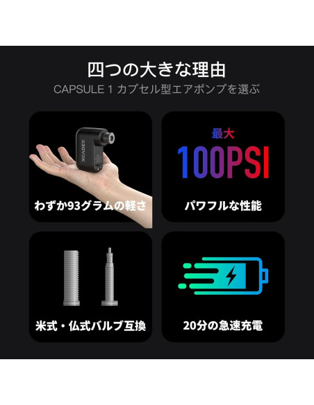 Bomba de Inflado Eléctrica XCADEY CAPSULE 1 100PSI Recargable