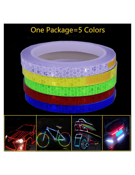 Cinta Reflectante de Seguridad LiXiongBao - Paquete de 5 Colores