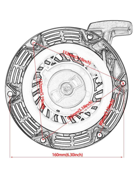 Arranque por Tirón JMCHstore Rojo para Go Kart 200cc y Motores