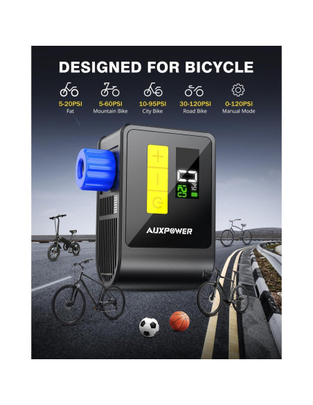 Bomba Eléctrica para Bicicleta Auxpower AP-BL03 120PSI
