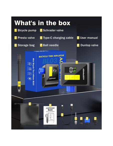 Bomba Eléctrica para Bicicleta Auxpower AP-BL03 120PSI