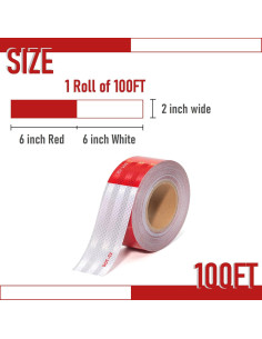 Cinta Reflectante DOT-C2 5 cm x 30.48 m Rojo Blanco THKULKME 2