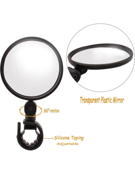 Espejo Convexo para Bicicleta HEXJOZEI - Montaje en Manillar