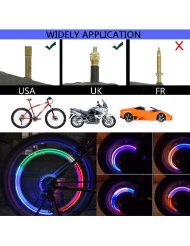 4 Luces LED para Ruedas de Bicicleta YUERWOVER E-CF-4 Coloridas
