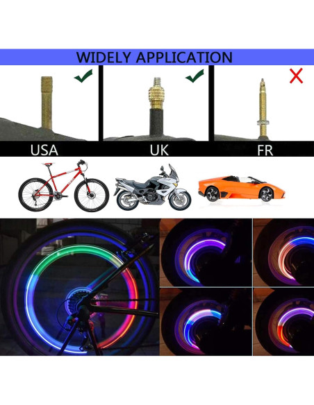 4 Luces LED para Ruedas de Bicicleta YUERWOVER E-CF-4 Coloridas