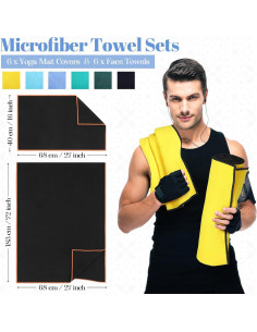 Set de 12 Toallas de Yoga Peryiter Microfibra Antideslizante 2