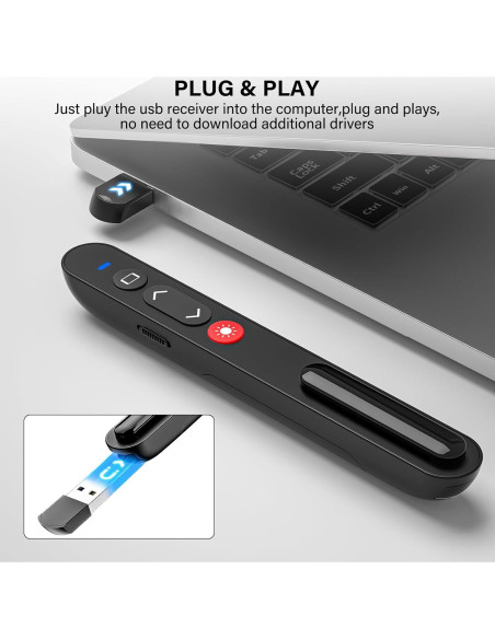 Control Remoto Presentador Inalámbrico USB Quro RLP2001