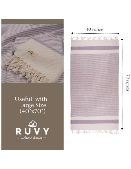 Ruvy Toallas de Playa Turcas 2 Pack 100% Algodón Secado Rápido