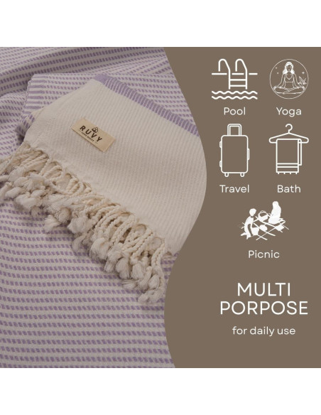 Ruvy Toallas de Playa Turcas 2 Pack 100% Algodón Secado Rápido